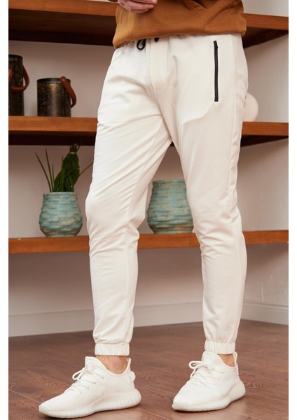 Erkek Regular-Fit Kalıp Eşofman Altı Ekru - 932DNGR