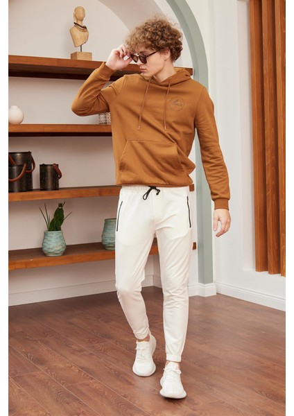 Erkek Regular-Fit Kalıp Eşofman Altı Ekru - 932DNGR