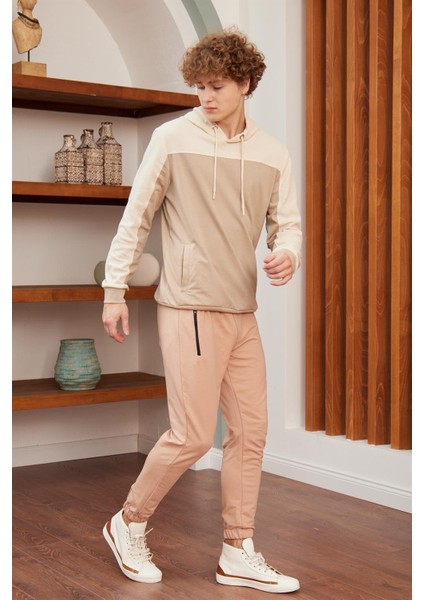 Erkek Regular-Fit Kalıp Eşofman Altı Sütlü Kahve - 932DNGR