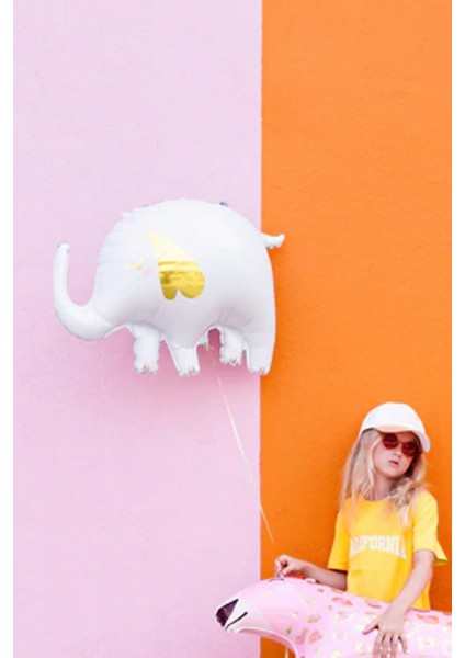 Büyük Fil Folyo Balon Gold Detaylı Beyaz modelleri