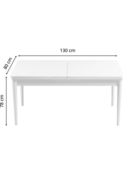 6 Adet Lexus Serisi Babyface Kumaş Gürgen Ayaklı Sandalye ve 80 x 130 cm Açılabilir Mutfak Masa Takımı