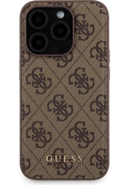 iPhone 14 Pro Kılıf Guess Orjinal Lisanslı Magsafe Özellikli Kapak + Powerbank 5000MAH Kahverengi