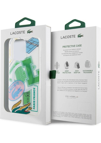 iPhone 15 Pro Kılıf Lacoste Orjinal Lisanslı Magsafe Şarj Özellikli Yamalar Desenli Yeşil