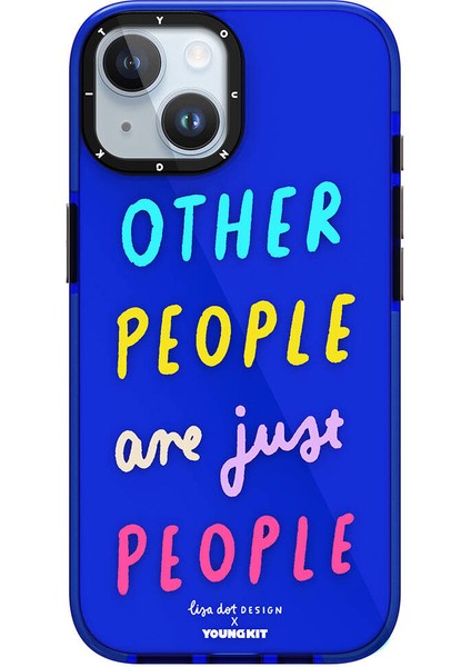 iPhone 15 Kılıf Yazı Desenli Youngkit Mindfullness Serisi Kapak Mavi