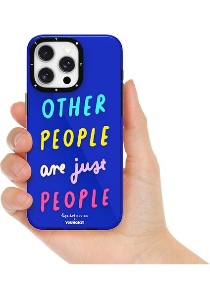 iPhone 15 Kılıf Yazı Desenli Youngkit Mindfullness Serisi Kapak Mavi