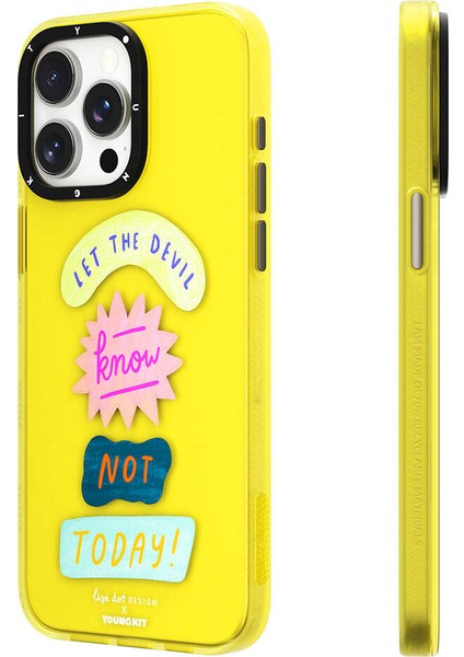iPhone 15 Pro Kılıf Yazı Desenli Youngkit Mindfullness Serisi Kapak Sarı