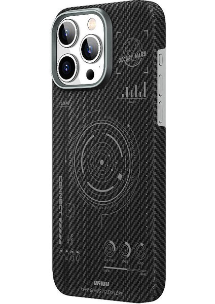 iPhone 15 Pro Max Kılıf Wiwu HHX-016 Karbon Fiber 600D Mars Kevlar Kapak Siyah