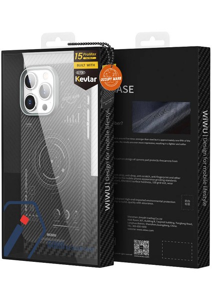 iPhone 15 Pro Max Kılıf Wiwu HHX-016 Karbon Fiber 600D Mars Kevlar Kapak Siyah