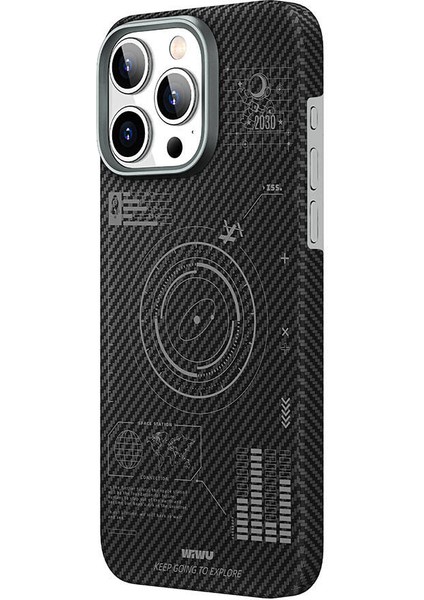 iPhone 15 Pro Kılıf Wiwu KJZ-017 Karbon Fiber 600D Explore Kevlar Kapak Siyah
