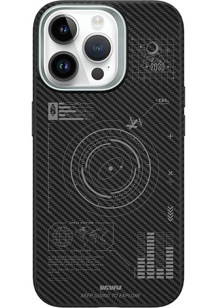 iPhone 15 Pro Kılıf Wiwu KJZ-017 Karbon Fiber 600D Explore Kevlar Kapak Siyah