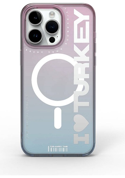 iPhone 15 Pro Max Kılıf Magsafe Şarj Özellikli Transparan Renk Geçişli Wiwu Turkey C Serisi Mavi