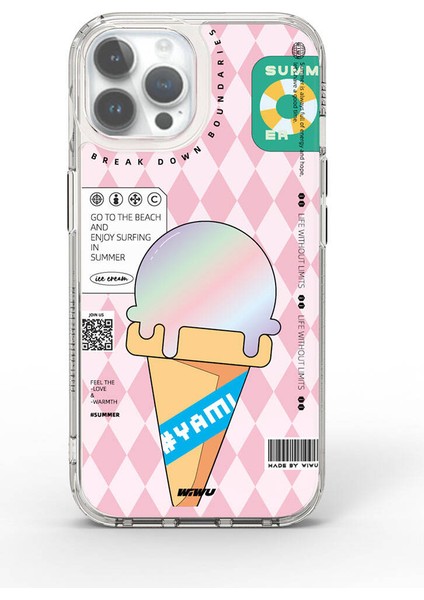 iPhone 15 Pro Max Kılıf Çift Katman Desenli Wiwu Summer Serisi Kapak Pembe