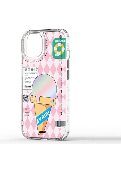 iPhone 15 Pro Max Kılıf Çift Katman Desenli Wiwu Summer Serisi Kapak Pembe