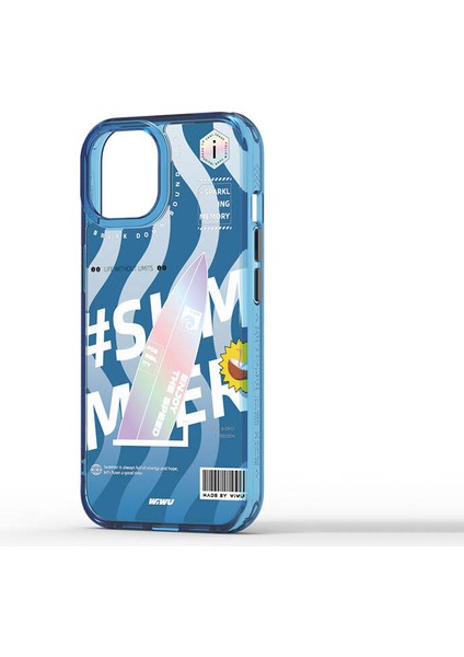 iPhone 15 Pro Max Kılıf Çift Katman Desenli Wiwu Summer Serisi Kapak Mavi