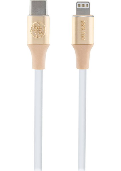 iPhone Pd Şarj Kablosu Guess Orjinal Lisanslı Işıklı Kablo Ucu Type-C To Lightning 3A 1.5m Gold