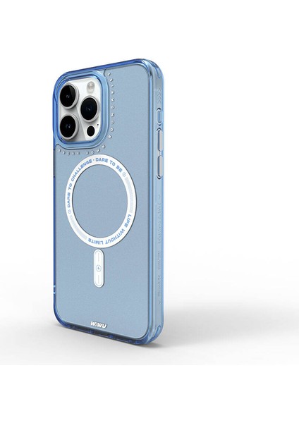 iPhone 15 Pro Max Kılıf Magsafe Şarj Özellikli Wiwu Basic Color J Serisi Kapak Mavi