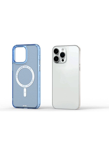 iPhone 15 Pro Max Kılıf Magsafe Şarj Özellikli Wiwu Basic Color J Serisi Kapak Mavi