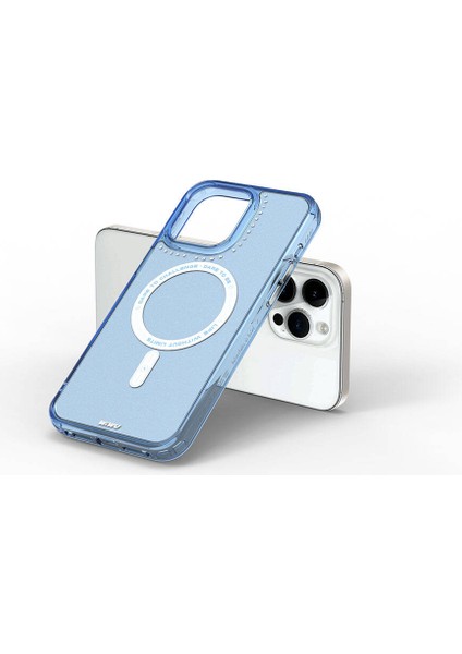 iPhone 15 Pro Max Kılıf Magsafe Şarj Özellikli Wiwu Basic Color J Serisi Kapak Mavi