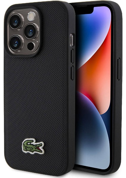 iPhone 15 Pro Kılıf Lacoste Orjinal Lisanslı Pu Pike Desenli Ikonik Timsah Dokuma Logolu Kapak