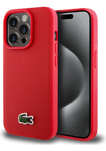 iPhone 15 Pro Kılıf Lacoste Orjinal Lisanslı Pu Pike Desenli Ikonik Timsah Dokuma Logolu Kapak