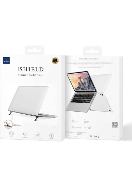 Macbook 13.3" Pro 2020 Uyumlu Transparan Kapak Wiwu Macbook Ishield Standlı Shield Koruyucu