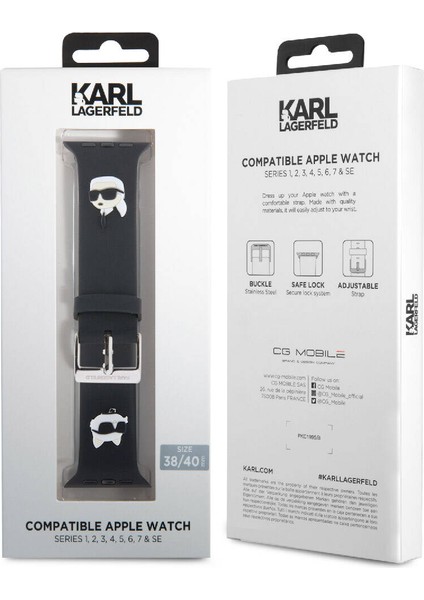 Watch 40MM Uyumlu Kordon Orjinal Lisanslı Ikonik Karl & Choupette Logolu Strap Kayış