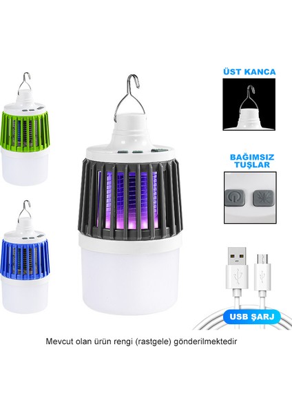 Powermaster MX-858 Usb'li Sinek Öldürücü Özellikli 3 Modlu Şarjlı Kamp Feneri Kamp Aydınlatma Kamp Sineklik Cız Mor Işık indirimleri