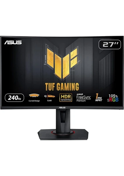 Tuf Gaming VG27VQM  27" 240HZ 1ms(mprt) ( Dp HDMI 2xusb 3.2 Gen 1 Type-A ) Elmb Sync + Freesync Premium 1920X1080 Va Kavisli Gaming Monitör