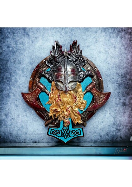 Valhalla duvara asma tasarımı – Vikingler, kan sıçraması detaylı, el yapımı- Mükemel Özgün Tasarım