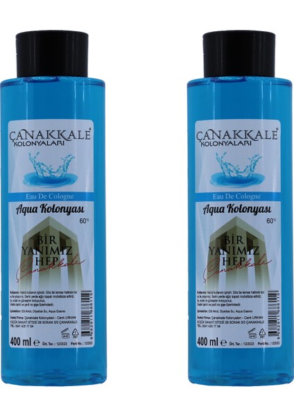 2 Adet - Aqua (Okyanus) Kolonyası - 400 ml - (Pet Şişe)