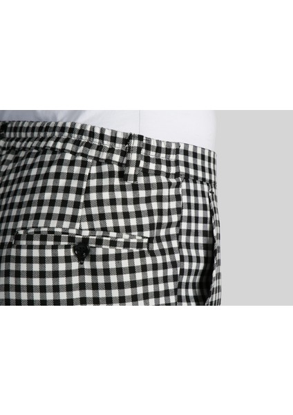 Aşçı Pantolonu Lastikli Siyah Beyaz Kareli Desenli Unisex Şef Pantolon indirimleri