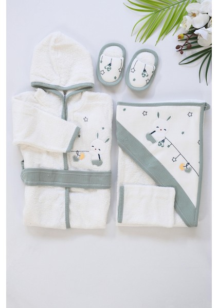 Kız Erkek Bebek Bornoz Takımı Havlu Seti % 100 Pamuk Kumaş STL6443