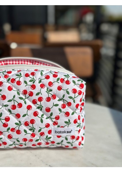 Mini Kiraz Desenli Makyaj Çantası - Büyük Boy fiyatları