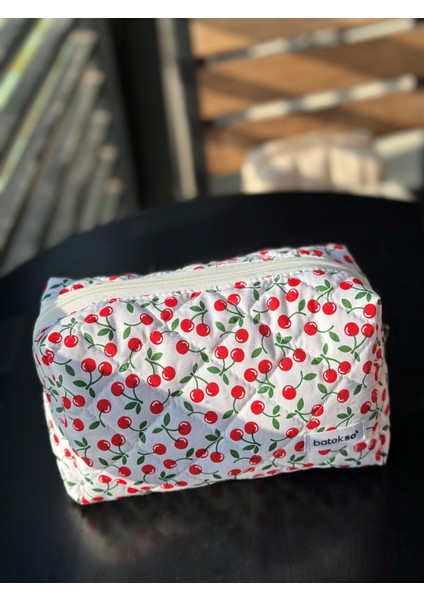 Mini Kiraz Desenli Makyaj Çantası - Büyük Boy modelleri