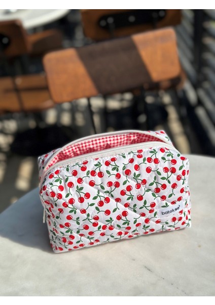 Mini Kiraz Desenli Makyaj Çantası - Büyük Boy fırsatları