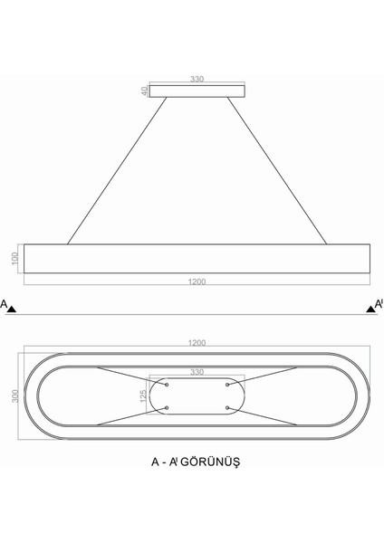 voxlamp lighting solutions Voxprod Sarkıt LED Avize 120X30 cm