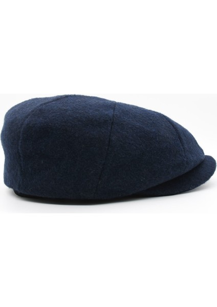 Erkek İngiliz Stili Yün Şapka Lacivert Kasket