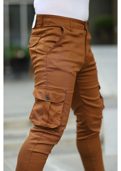 Slim Fit Körüklü Cep Paça Lastikli Esnek Kumaş Erkek Kargo Pantolon modelleri