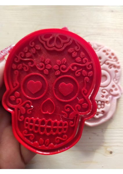 Kalp Gözlü Meksika Kurukafa Kurabiye Kalıbı - 2 Parça - 9x6,5 cm fırsatları