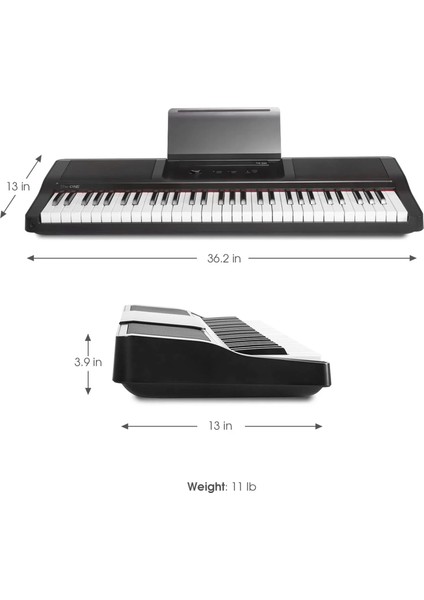 The One Sk-Tok 61 Tuş Hassasiyetli Akıllı Org, Midi Klavye - Siyah