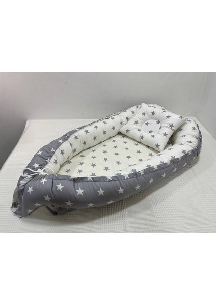 Buse Baby Home Krem-Gri , Poplin Kumaş , Babynest/ana Kucağı/anne Yanı