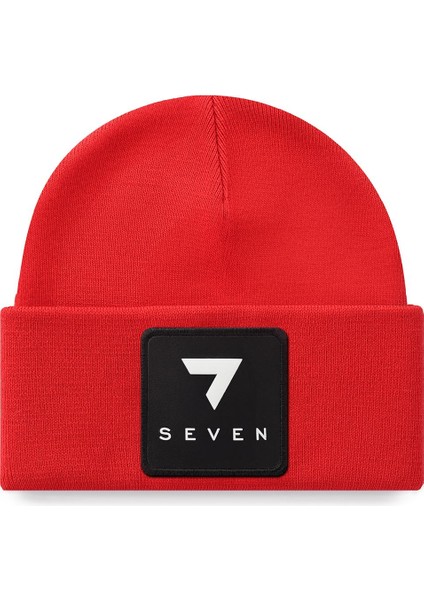V1 Akrilik 7 Numara - 5 Kod Logolu Unisex Kırmızı Bere (Beanie)