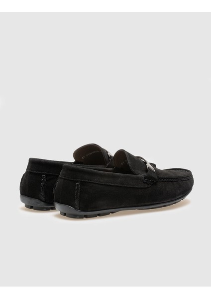 Siyah Süet Tokalı Erkek Loafer