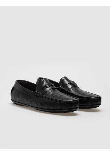 Hakiki Deri Siyah Desenli Tokalı Erkek Loafer fiyatları