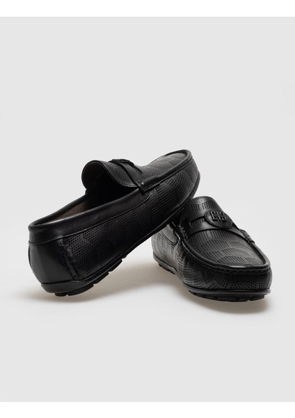 Hakiki Deri Siyah Desenli Tokalı Erkek Loafer fırsatları