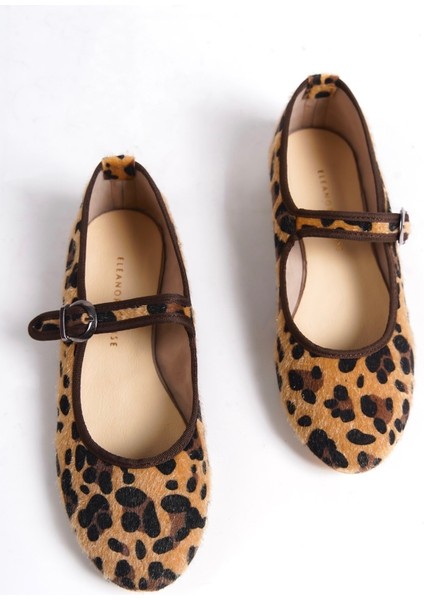 Kadın Leopar Mary Jane Balerin Babet