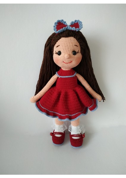 Bordo Fatoş Bebek Amigurumi Organik Oyuncak