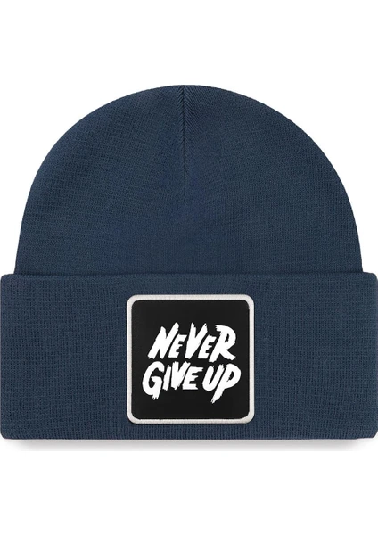 Black Börk  V1 Akrilik Never Give Up - 5sb Kod Logolu Unisex Indigo Bere (Beanie)