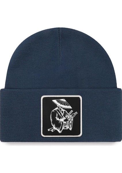 Black Börk  V1 Akrilik Samuray - 13SB Kod Logolu Unisex Indigo Bere (Beanie)