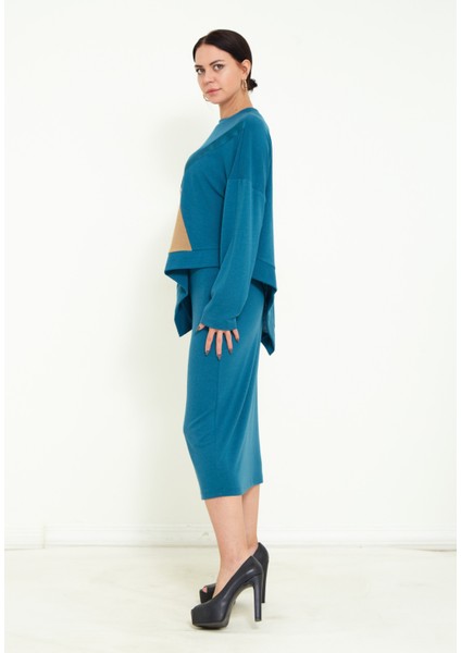 Kadın Tasarım Simli Çift Renk Alt Üst Triko Takım fiyatları